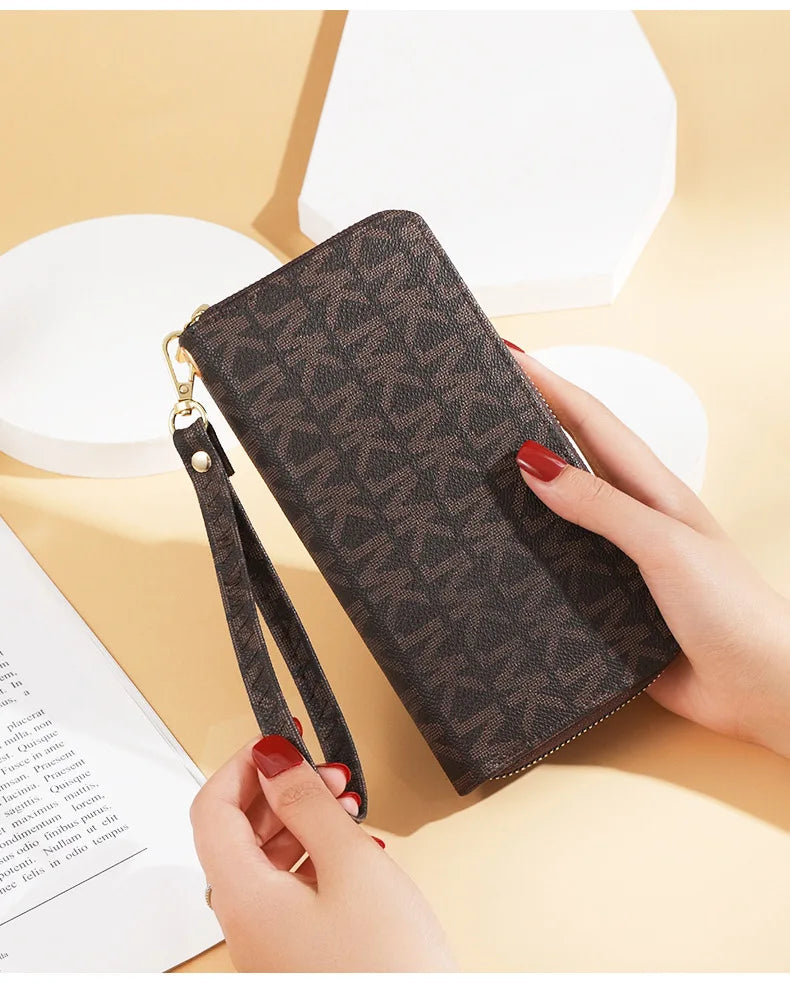 Long Wallets for Women & Men, Korean Style 2025 New Wholesale Zipper Clutches, Printed Multi-Card Slots Large Capacity Wristlet
