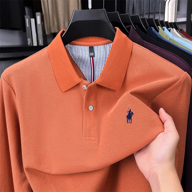 100 cotton high-end brand long sleeve polo
