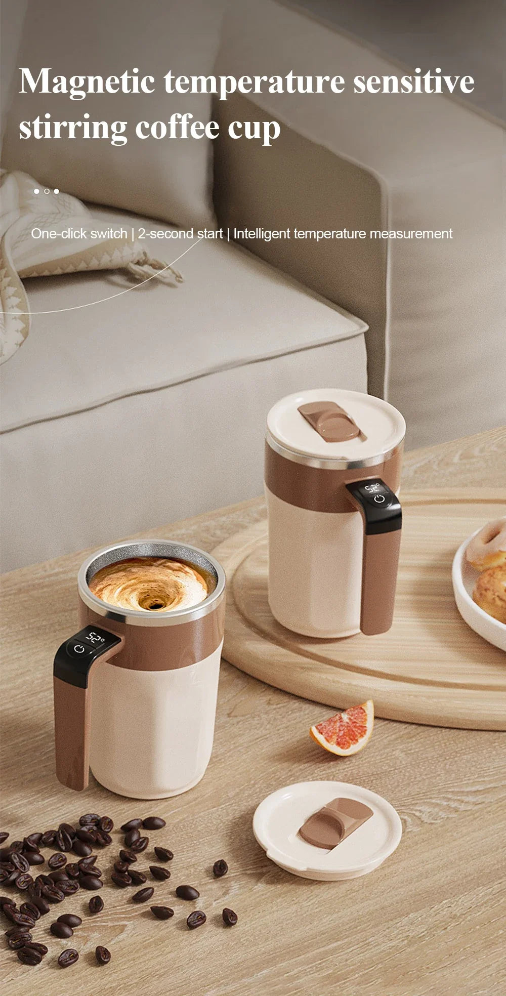 400ML Automatic Stirring Cup USB Rechargeable Electric Self Mixing Coffee Mug Stainless Steel Portable Tea Milk Drinking Cup