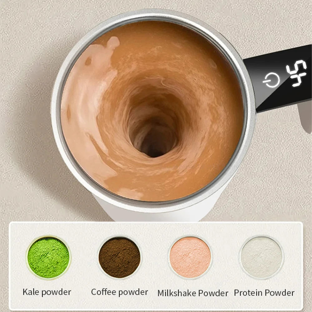 HOMEFISH Automatic Stirring Cup Rechargeable Portable Coffee Electric Stirring Stainless Steel Mixer Rotating Magnetic