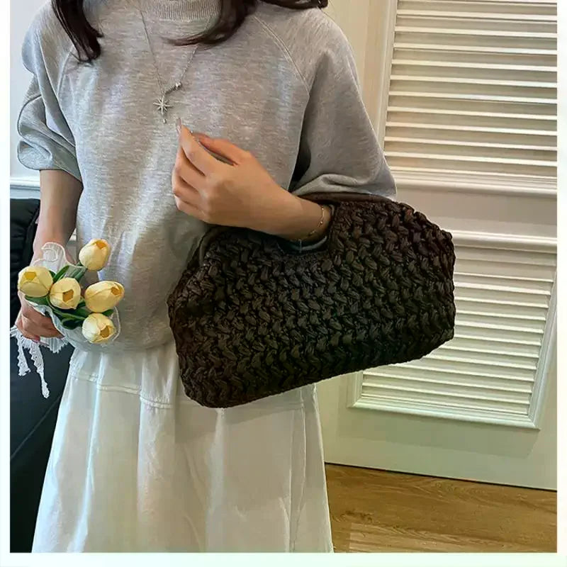 Fashion Elegant Woven Handbag Female Beach Straw Underarm Bag Versatile Exquisite Shoulder Bags Evening Bags For Women Gifts