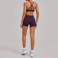 Gym Workout Clothing Detachable Chest Pad Cross Back Vest Yoga Shorts Sets Tight Quick-Dry Fitness Sports Shorts Suits for Women