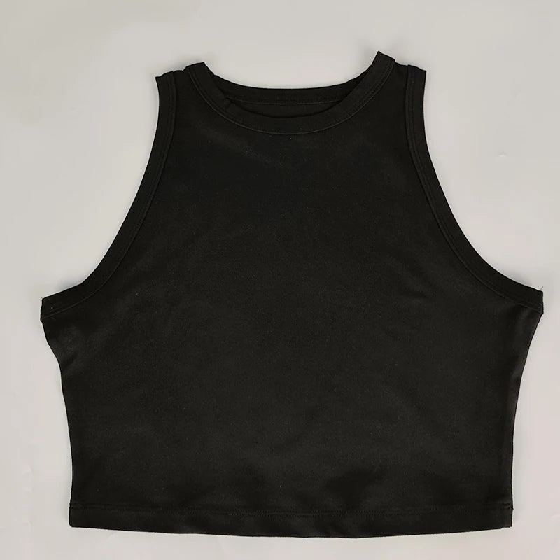 Yoga Vest Women Gym Sports Black White Crop Tops Seamless Streetwear Knit Workout BreathableTank Top Female Without Pads