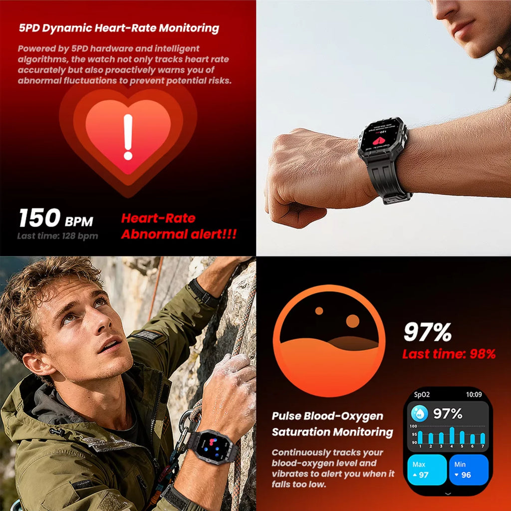 Smart Watch For Men Women Built-in GPS&Compass Barometric Altimeter ST six-axis sensor Altimeter Health Monitoring SOS Function