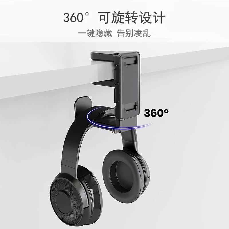 PC Gaming Headset Controller Holder with/Adjustable Clamp Rotating Arm,Universal PC Gaming Accessory Controller Headset Stand
