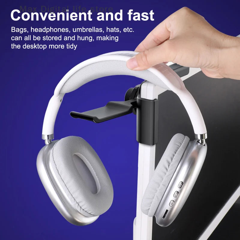 Computer Monitor Earphone Holder Clip PC Screen Headset Headphone Stand Bracket Desktop Organizer Laptop 360 Degree Rotation