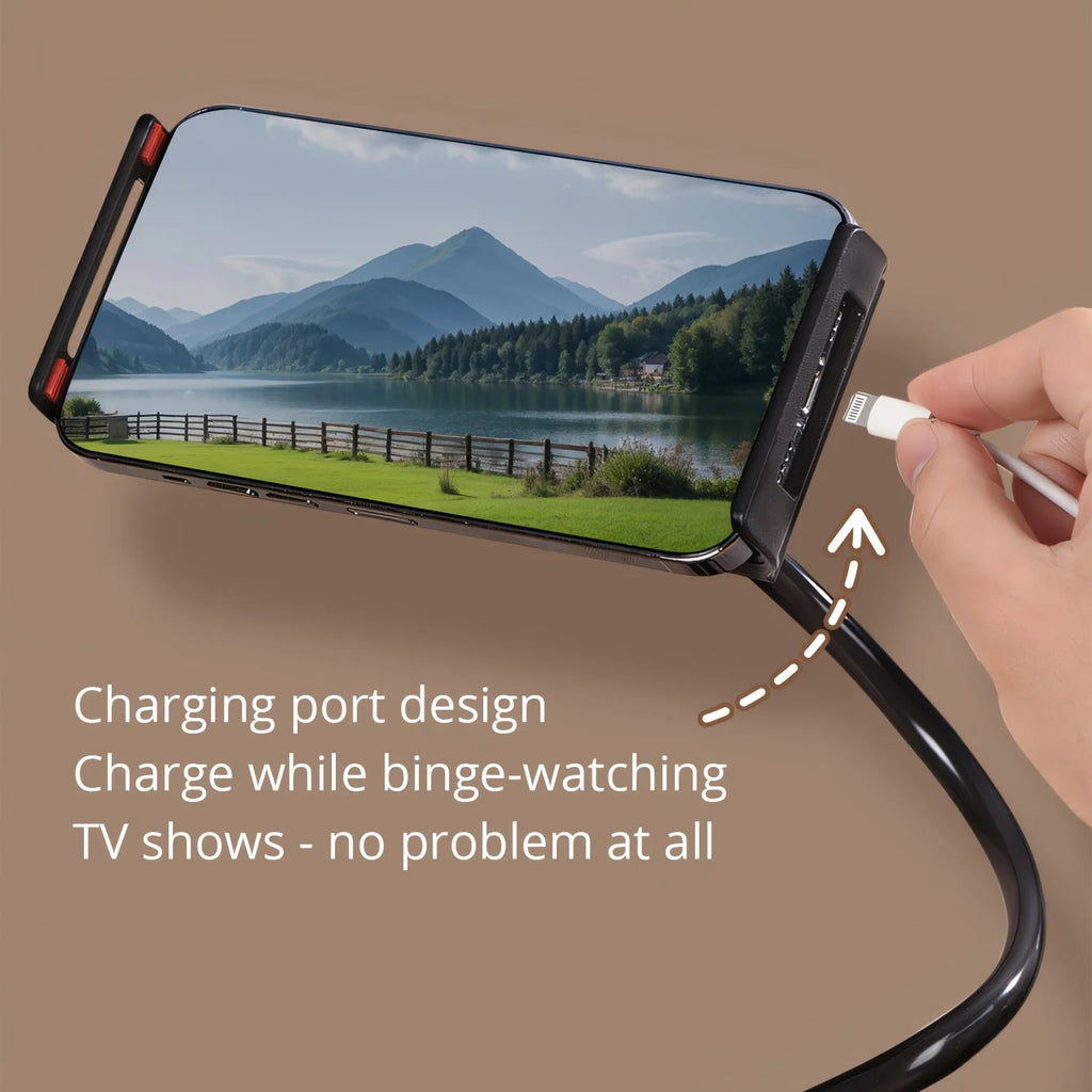 1pc Adjustable Multi-Device Stand, 360° Rotatable with Flexible Clamp & Charging Port - for Phone Tablet, Home Office Bedroom