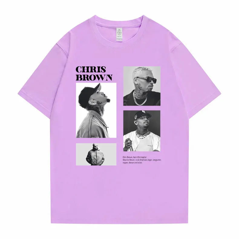 Pop Singer Chris Brown Graphic Print T Shirt Men Women