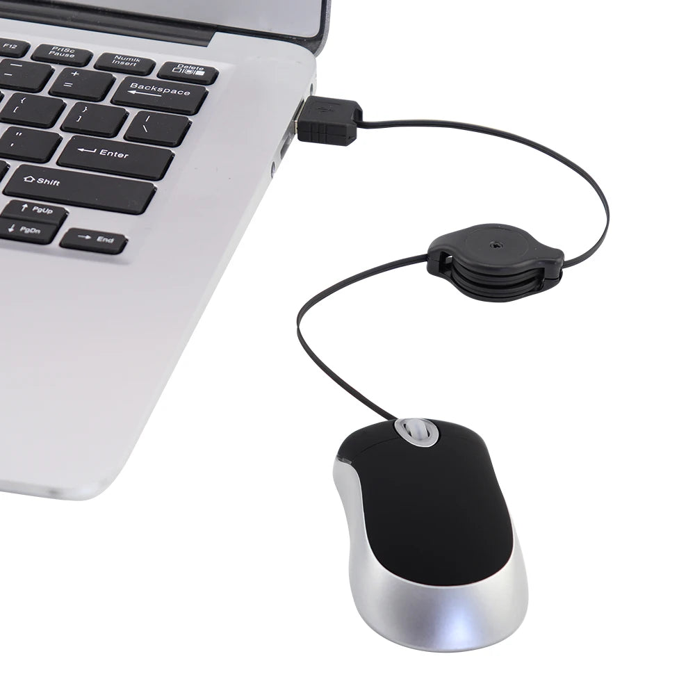 Portable Optical Mini Mouse Retractable USB Cable Ergonomic Office Mause Computer peripheral accessories For PC Laptop