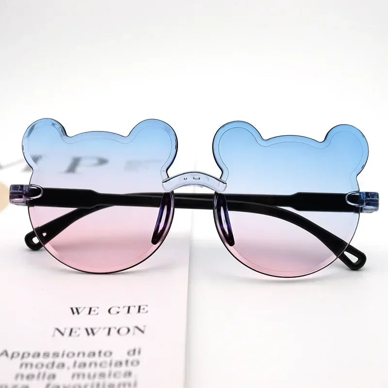 Kids Sun Sunglasses Bear Shape Cartoon Children Glasses Rimless UV400 Child Eyeglasses Outdoor Anti-Glare Girls Boys Sunglasses