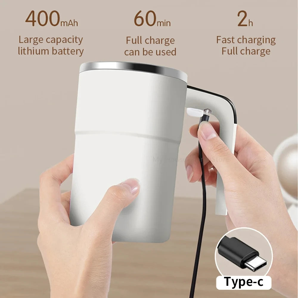 HOMEFISH Automatic Stirring Cup Rechargeable Portable Coffee Electric Stirring Stainless Steel Mixer Rotating Magnetic