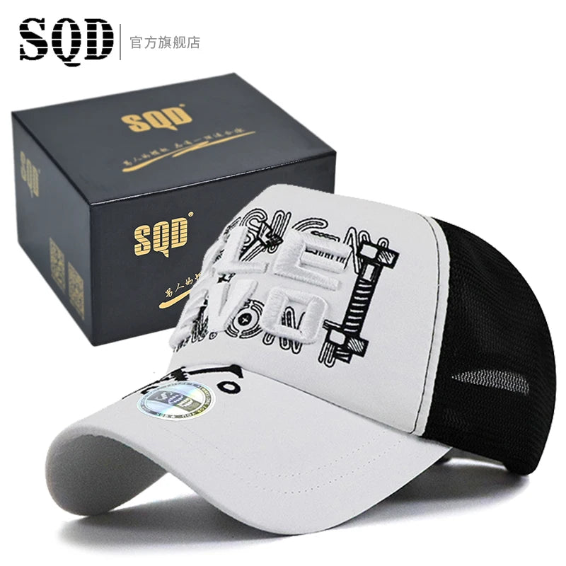 High top hat for men, sunshade and sun protection baseball cap, summer mesh breathable men's truck cap