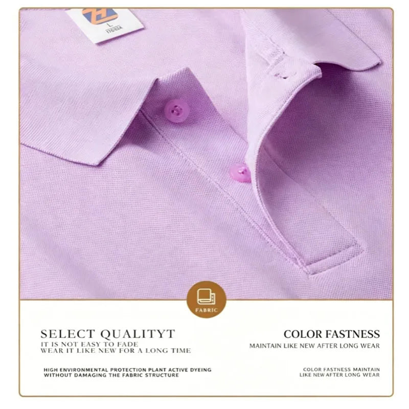 Men's Classic Letter Print Polo Shirt Breathable Lapel Short Sleeve Solid Color Business Casual Golf Workwear Top Daily T-Shirt