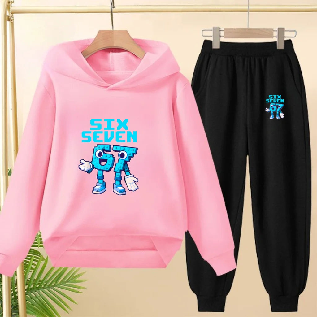 Children Coat 2 Piece 3-12 Age Boy Girl 67  Comfort Leisure Hoodie+Trousers Pullover Hooded Autumn Winter New Style Sportswear