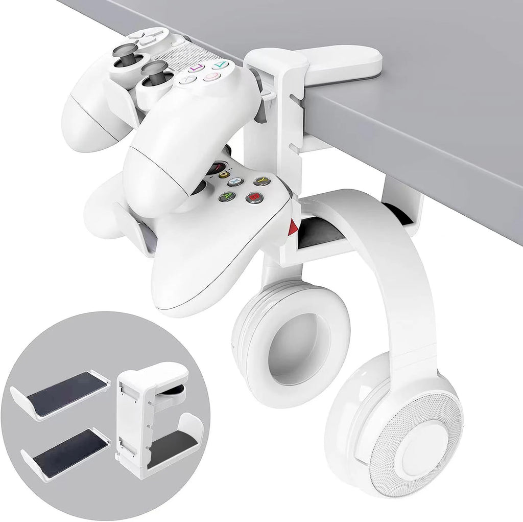 PC Gaming Headset Controller Holder with/Adjustable Clamp Rotating Arm,Universal PC Gaming Accessory Controller Headset Stand