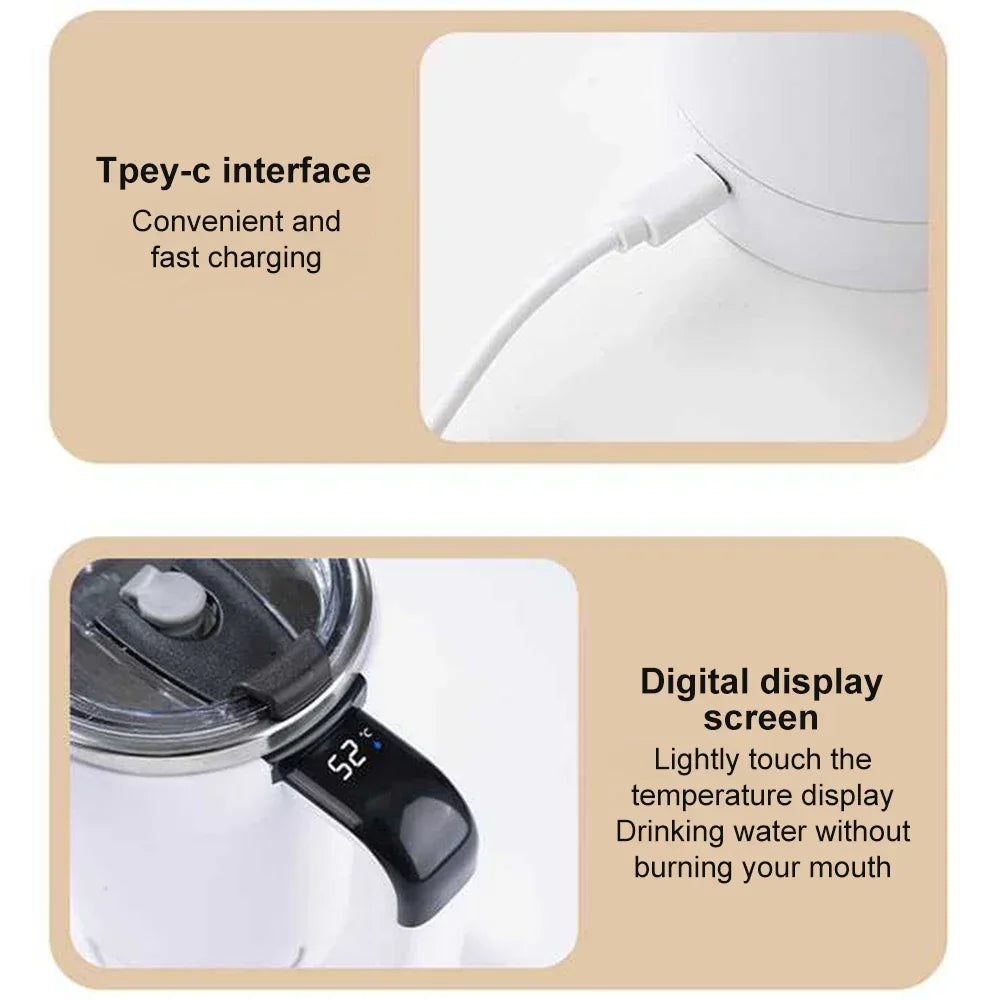 USB Automatic Detachable Mixing Coffee Cup Intelligent Temperature Measuring Rechargeable Mug Warm Coaster Magnetic Stirring Cup