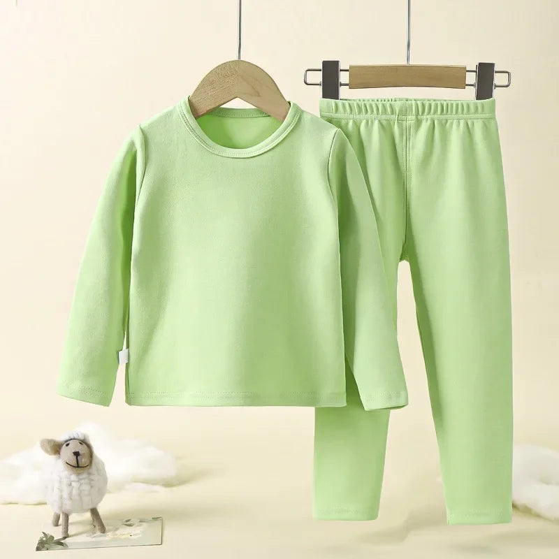 Children's Home Clothing Children's Underwear Set New Baby  Autumn Pajamas Boys' Warm Girls Loungewear Comfortable Velvet Cotton