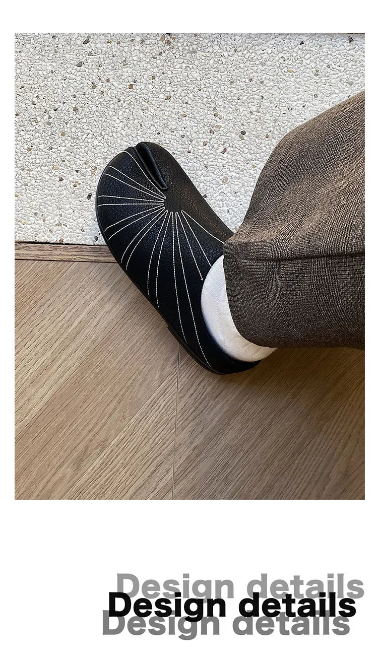 Summer Boken shoes for men breathable tabi black leather slippers personality niche split toe design Mueller shoes