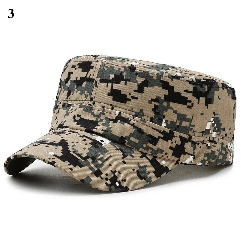 Camouflage Flat Cap Snapback Hat Adjustable Classic Fashion Soldier Sunshade Sun Hats Summer Hunting Hiking Outdoor Sun Caps