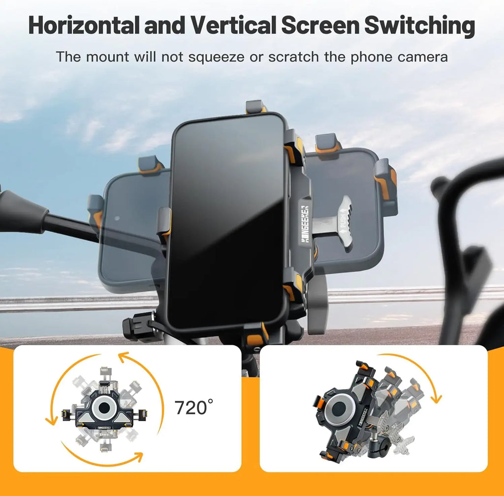 Universal Motorcycle Phone Holder Alloy Anti-Shake 360° Adjustable Motos Bike Navigation Bracket Metal Motorcycles Accessory