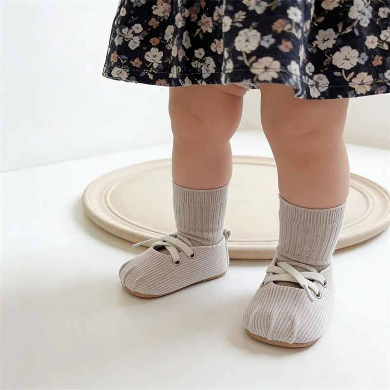 Newborn Shoes Retro Style Baby Girls Walking Shoes Spring Autumn Child Soft Soled Anti Slip Toddler Infant Kids Princess Shoes