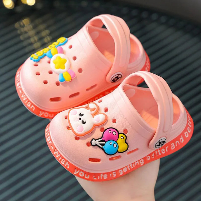 Kid Garden Shoes Sandals Summer Boys Girls Baby Baotou Sandal Infantil Soft Plastic Cute Cartoon Antiskid Casual Bathe Slippers