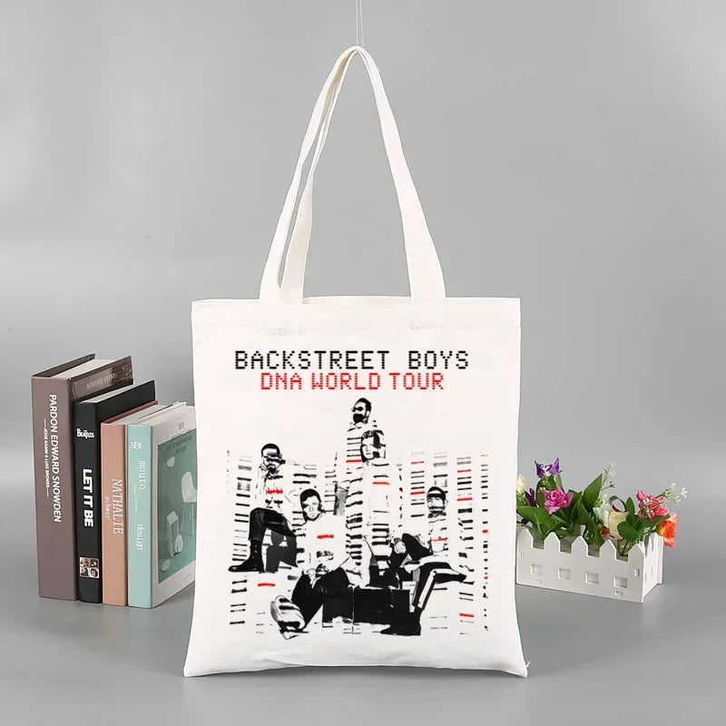 Backstreet Boys World BSB Music Band Ulzzang Shopping Bag Grocery Handbag Bolsas De Tela Tote Bolsa Shopping Bag Tote Fabric