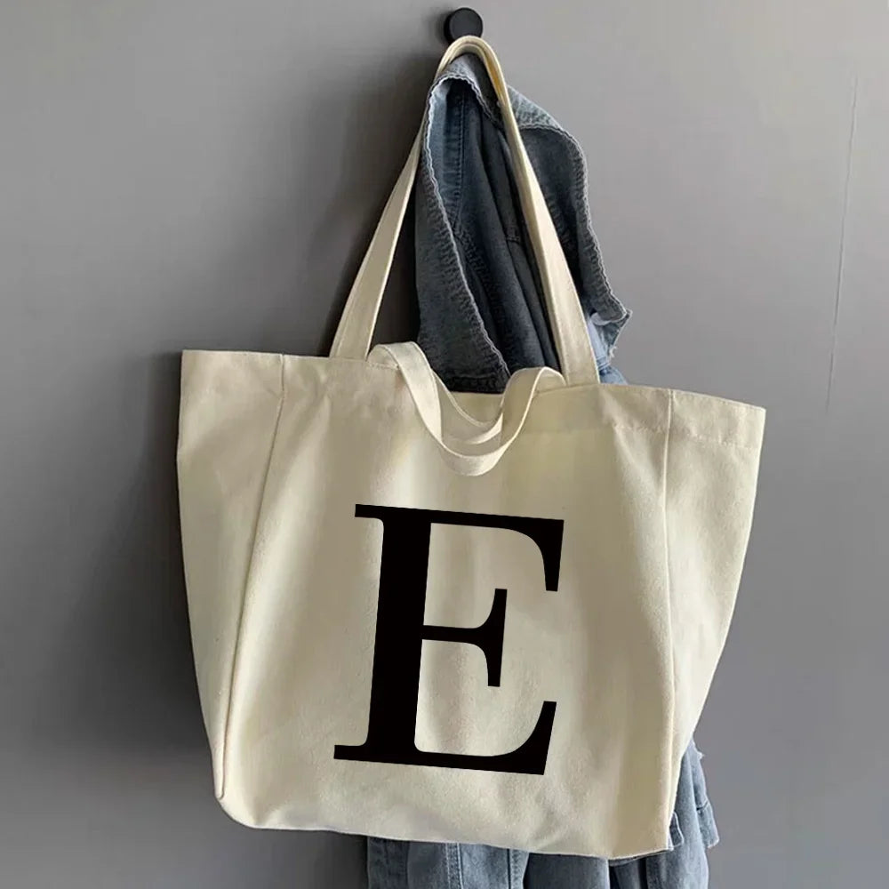 Canvas Shopping Bags Large Capacity Conventional Tote Bag Eco Two Straps Organizer Fashion Letter Printed Women Shoulder Handbag