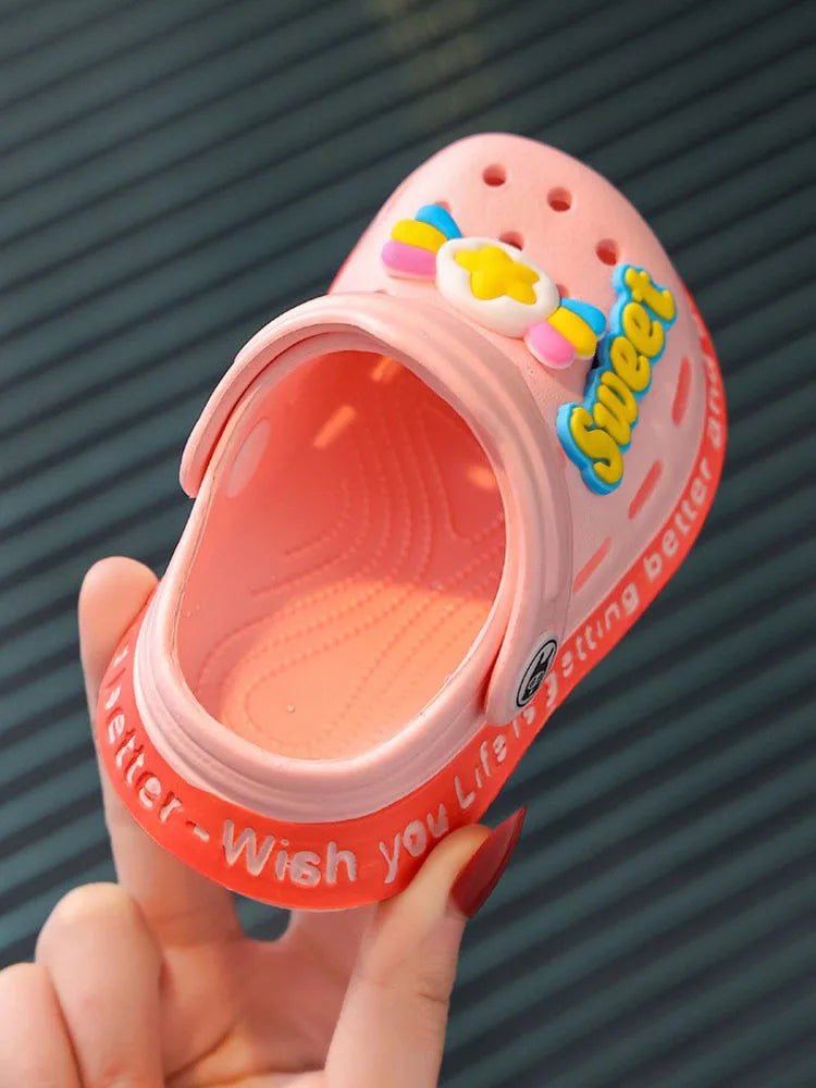Kid Garden Shoes Sandals Summer Boys Girls Baby Baotou Sandal Infantil Soft Plastic Cute Cartoon Antiskid Casual Bathe Slippers