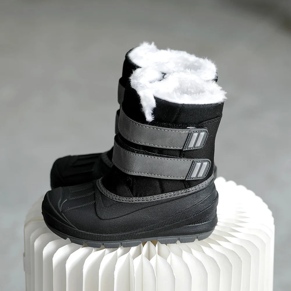 Kids Plush Snow Boots Children Waterproof Anti-Slippery Keep Warm In Winter Padded Cotton Shoes Soft Flat Sole Footwear