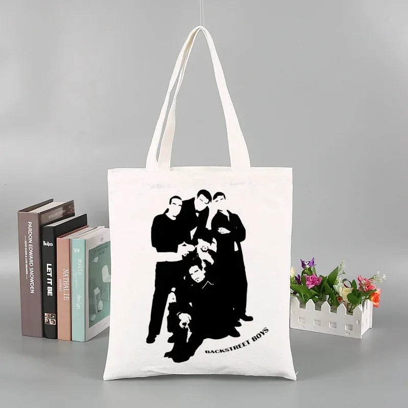 Backstreet Boys World BSB Music Band Ulzzang Shopping Bag Grocery Handbag Bolsas De Tela Tote Bolsa Shopping Bag Tote Fabric