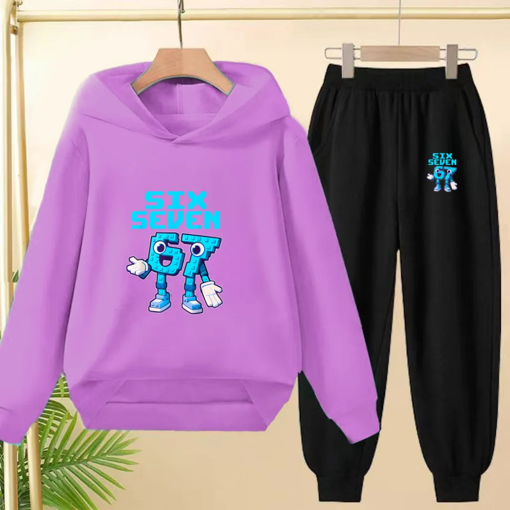 Children Coat 2 Piece 3-12 Age Boy Girl 67  Comfort Leisure Hoodie+Trousers Pullover Hooded Autumn Winter New Style Sportswear