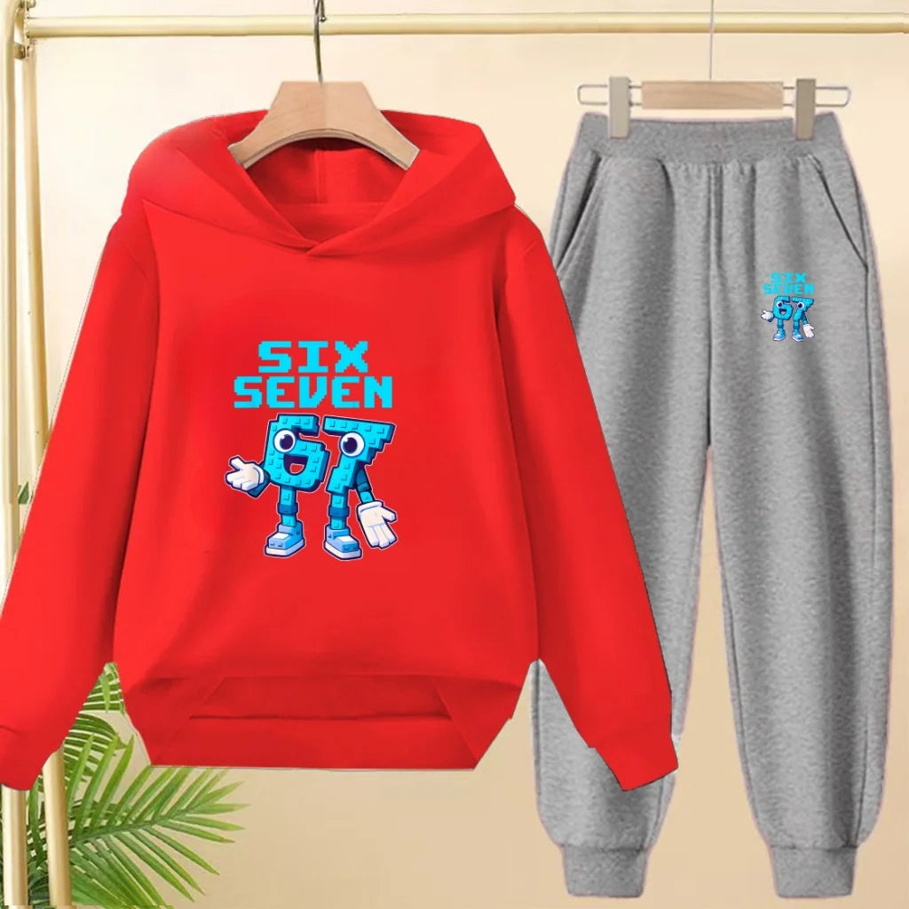Children Coat 2 Piece 3-12 Age Boy Girl 67  Comfort Leisure Hoodie+Trousers Pullover Hooded Autumn Winter New Style Sportswear