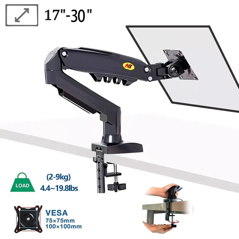 Adjustable PC Monitor Arm Support NB F80 Single Monitor Bracket Up To 30 Inches Computer Desk Mount Stand Adjustable Gas Spring