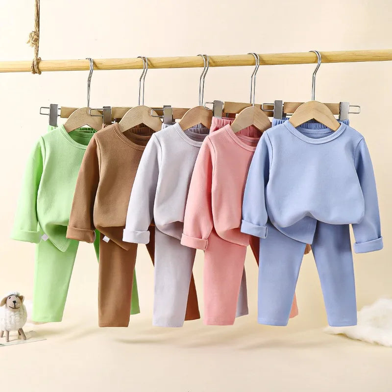 Children's Home Clothing Children's Underwear Set New Baby  Autumn Pajamas Boys' Warm Girls Loungewear Comfortable Velvet Cotton