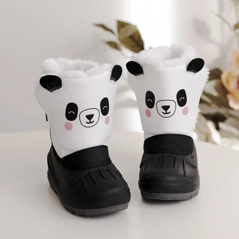 Kids Plush Snow Boots Children Waterproof Anti-Slippery Keep Warm In Winter Padded Cotton Shoes Soft Flat Sole Footwear