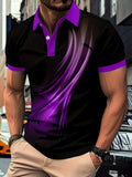Men's Purple Line Short-Sleeved Casual and Comfortable Polo Shirt