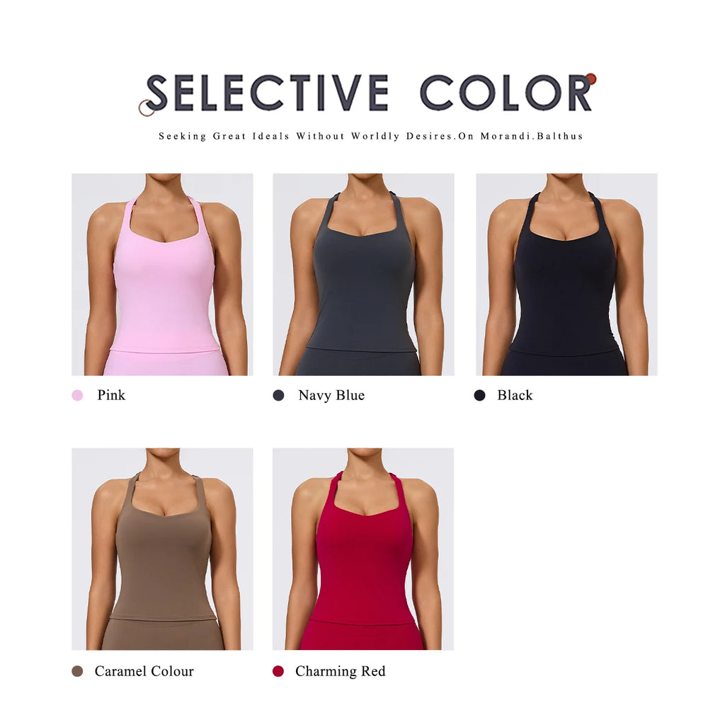 Hearuisavy Woman's Push Up Sports Vest I-Back Strap Design Gym Sportswear Breathable Quick Dry Fitness Top Running Yoga Tank Top