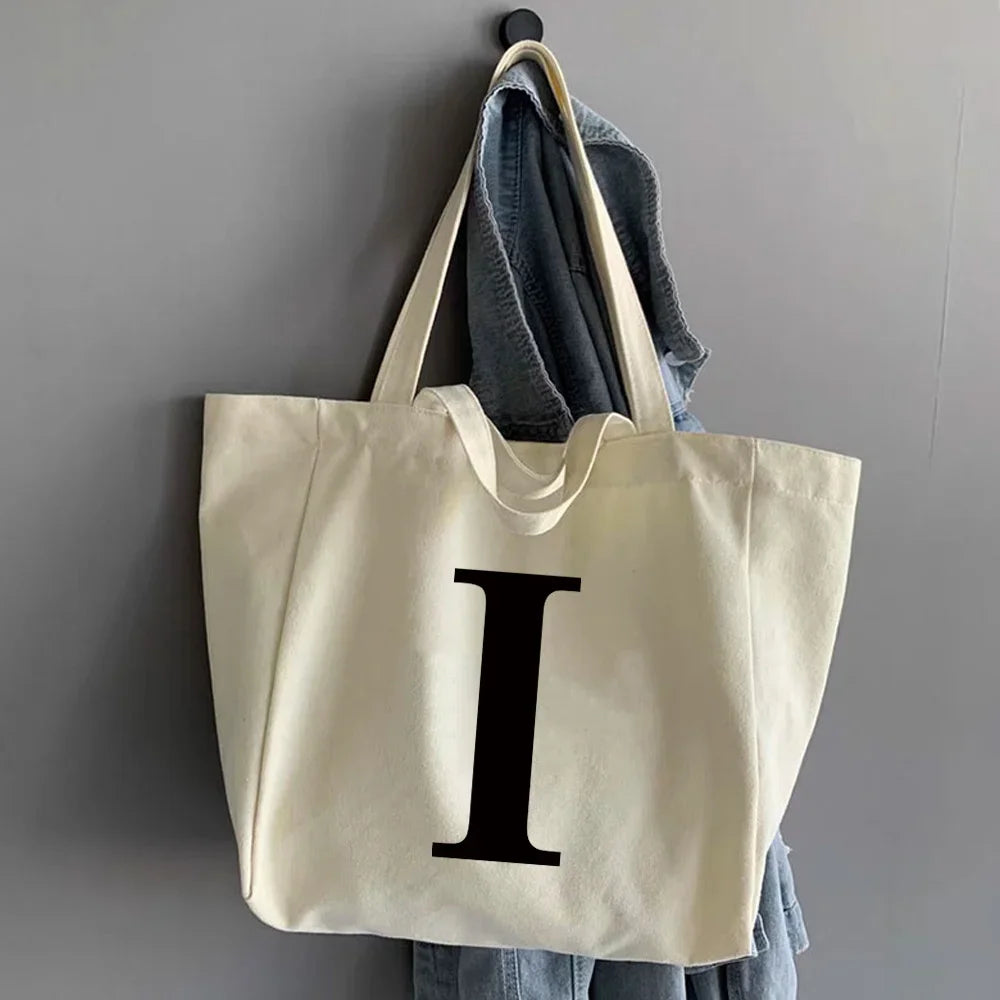 Canvas Shopping Bags Large Capacity Conventional Tote Bag Eco Two Straps Organizer Fashion Letter Printed Women Shoulder Handbag