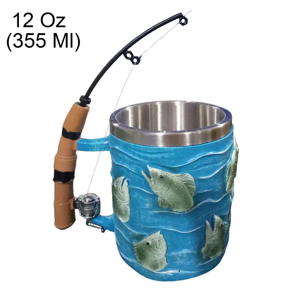 Resin Coffee Mug Cold Hot Beverage Cup Creative Funny Fishing rod shaped handle Cup For Chocolate Tea Wine Beer Home Camping
