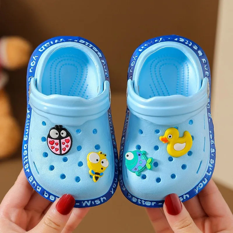 Kid Garden Shoes Sandals Summer Boys Girls Baby Baotou Sandal Infantil Soft Plastic Cute Cartoon Antiskid Casual Bathe Slippers