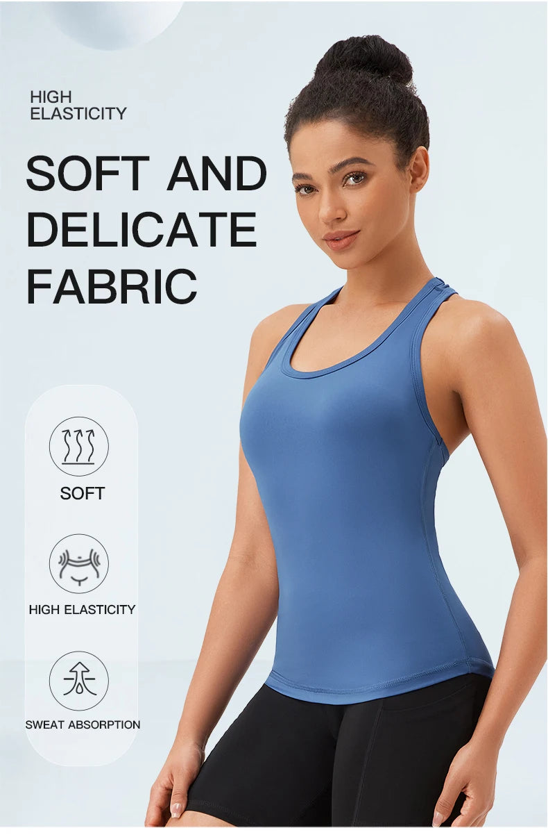 Yoga Vest Women Gym Sleeveless Sport Shirt Fitness Training Sportswear Vest  Outdoor Running Sport Tank Tops