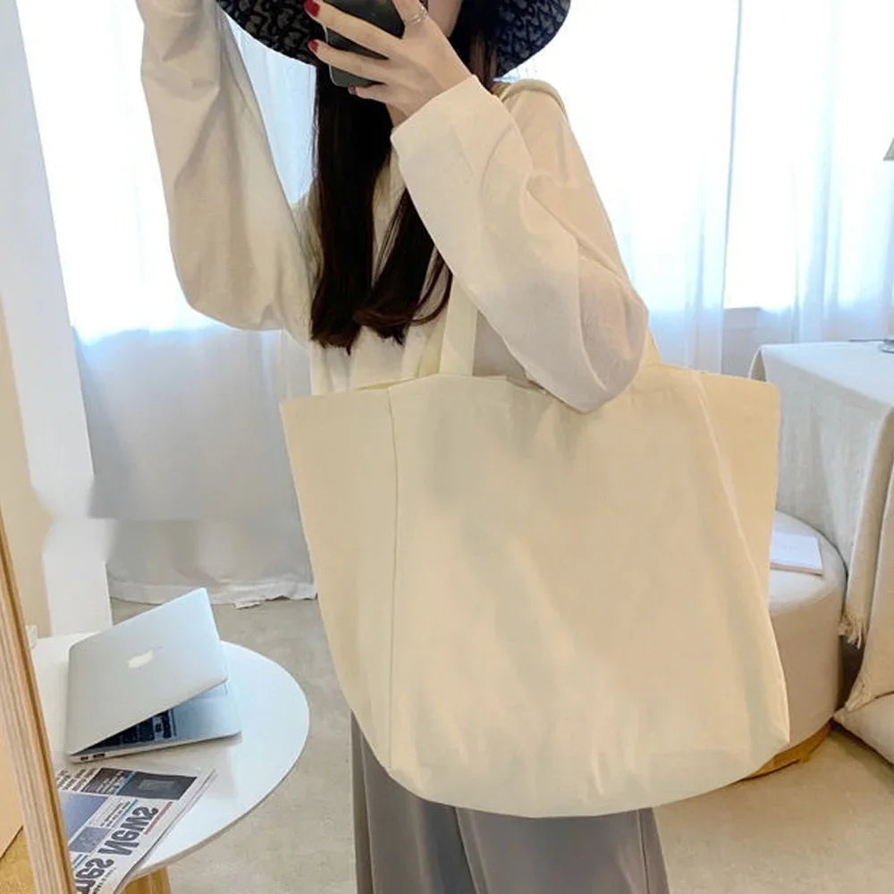 Canvas Shopping Bags Large Capacity Conventional Tote Bag Eco Two Straps Organizer Fashion Letter Printed Women Shoulder Handbag