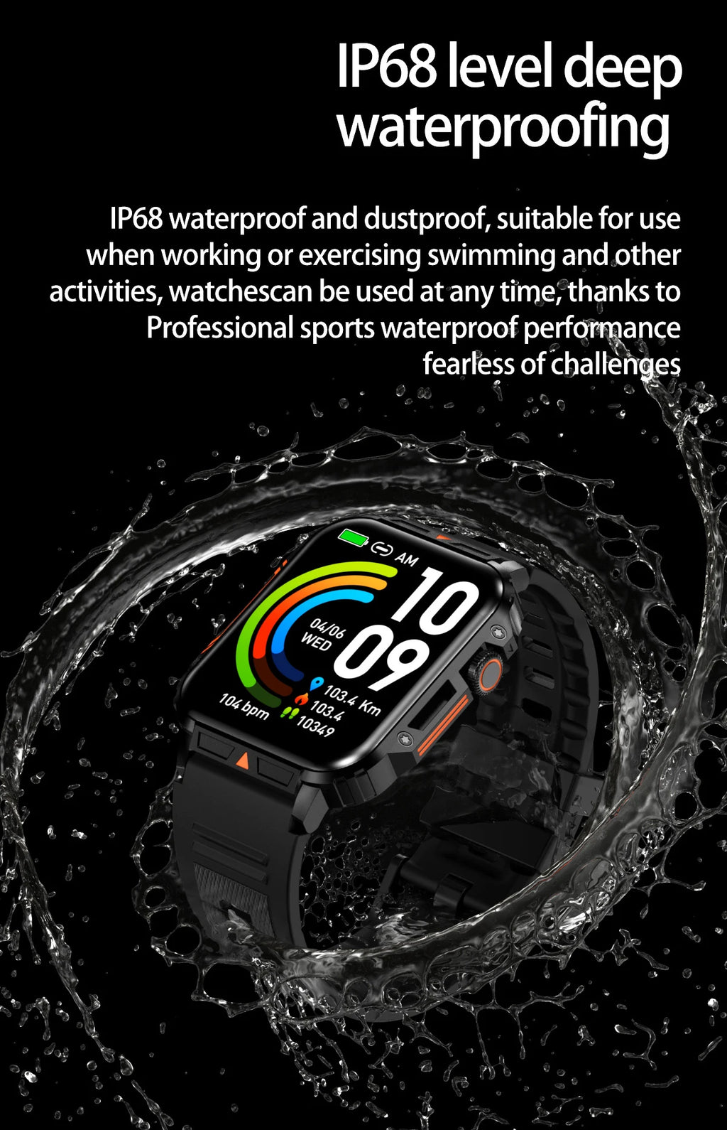 New Smartwatch 1.95 Inch Screen Health Monitoring Watches Android IOS IP68 Waterproof  Sport Fitness Smart Watch For Men Women