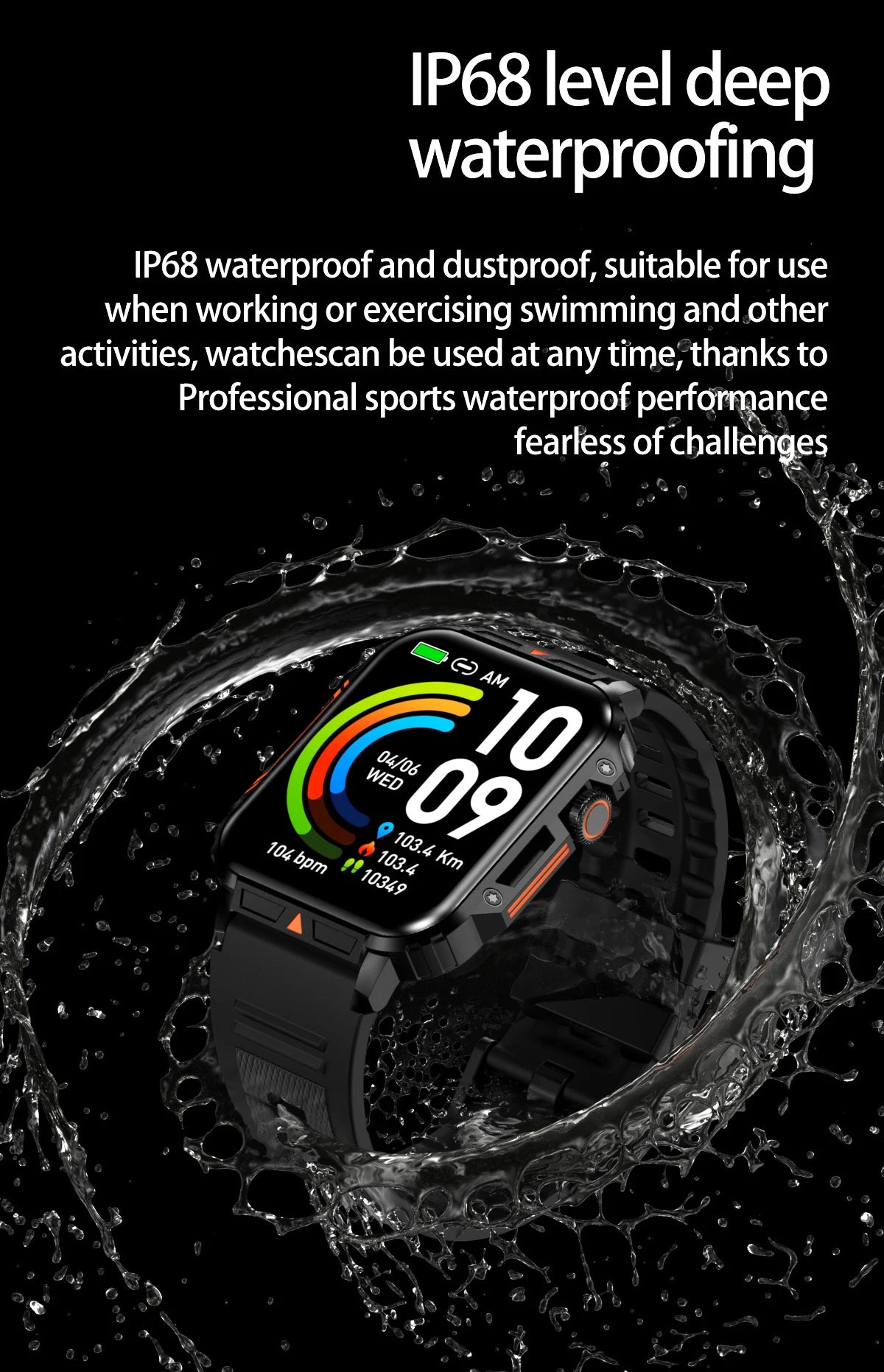 New Smartwatch 1.95 Inch Screen Health Monitoring Watches Android IOS IP68 Waterproof  Sport Fitness Smart Watch For Men Women