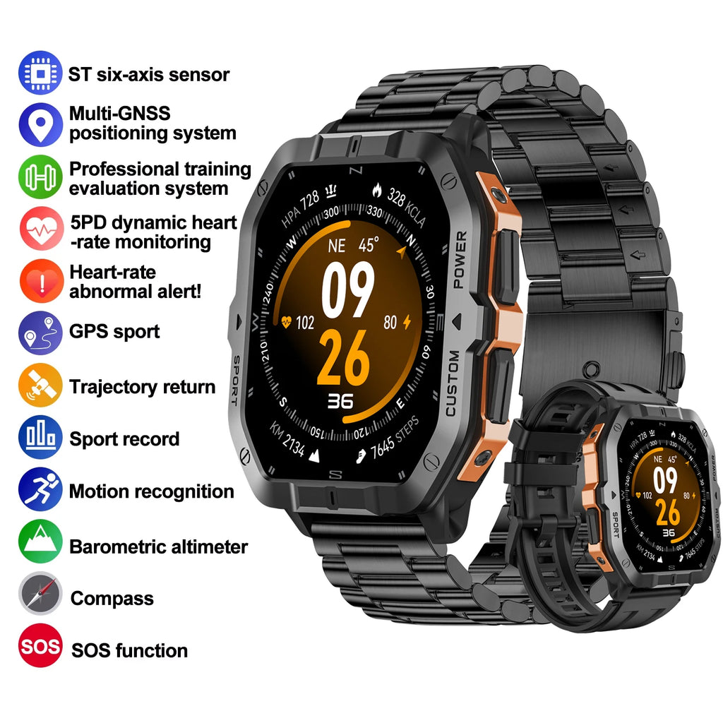Smart Watch For Men Women Built-in GPS&Compass Barometric Altimeter ST six-axis sensor Altimeter Health Monitoring SOS Function
