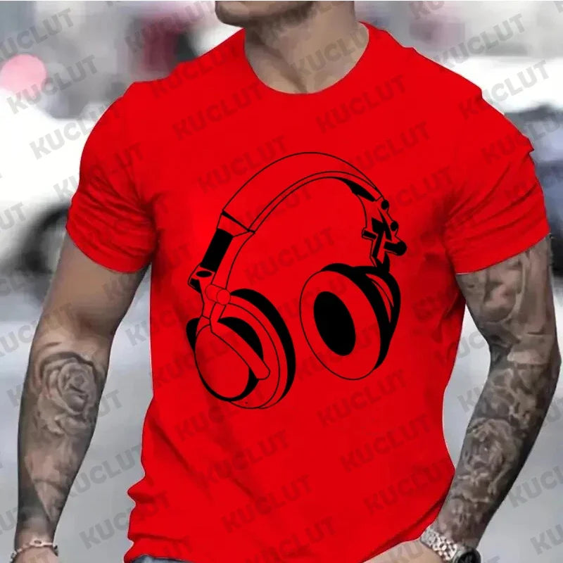 2026 New T Shirts for Men Headphones Graphic Tee Unisex Mens T Shirt Music DJ Graphic T-shirts Gift T Shirt Clothing for Clothes