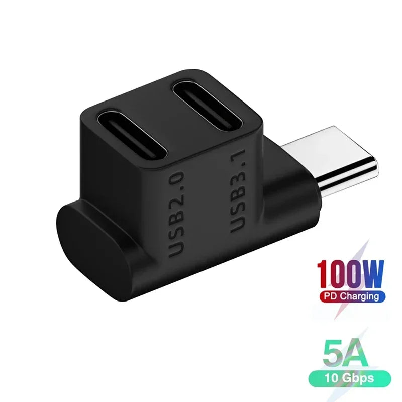 Fit for Steam Deck 2-in-1 Extension Connector Right Angle Type-C USB C Adapter Male To Female Game Console Accessories