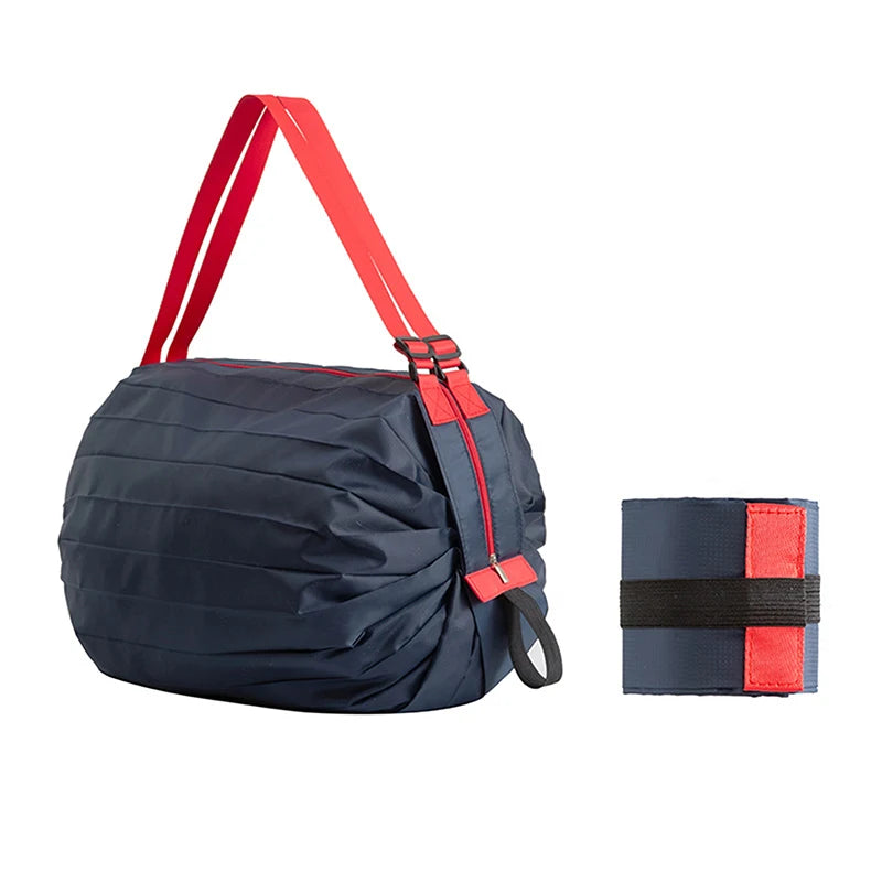 New Foldable Shopping Bag Space Save Reusable Supermarket Grocery Shopping Bag Travel Beach Fitness Sports Bag One-Shoulder