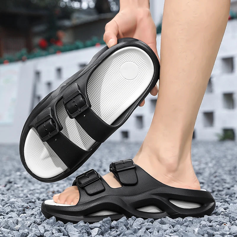 Slippers summer new breathable men's casual outdoor beach shoes classic slippers soft-sole non-slip comfort thick-sole sandals
